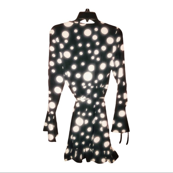 (69). Nasty Gal Collection Black White Polka Dot Dress NWT - Picture 6 of 11